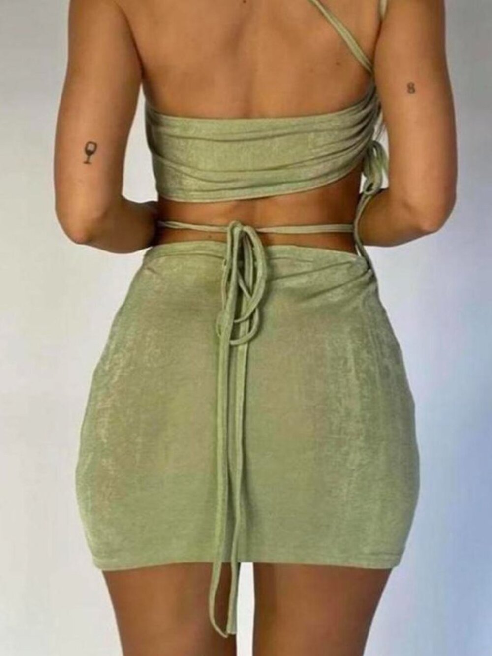 Outcast green shimmery waist tie mini skirt ⭐️ perfect going out clubbing skirt